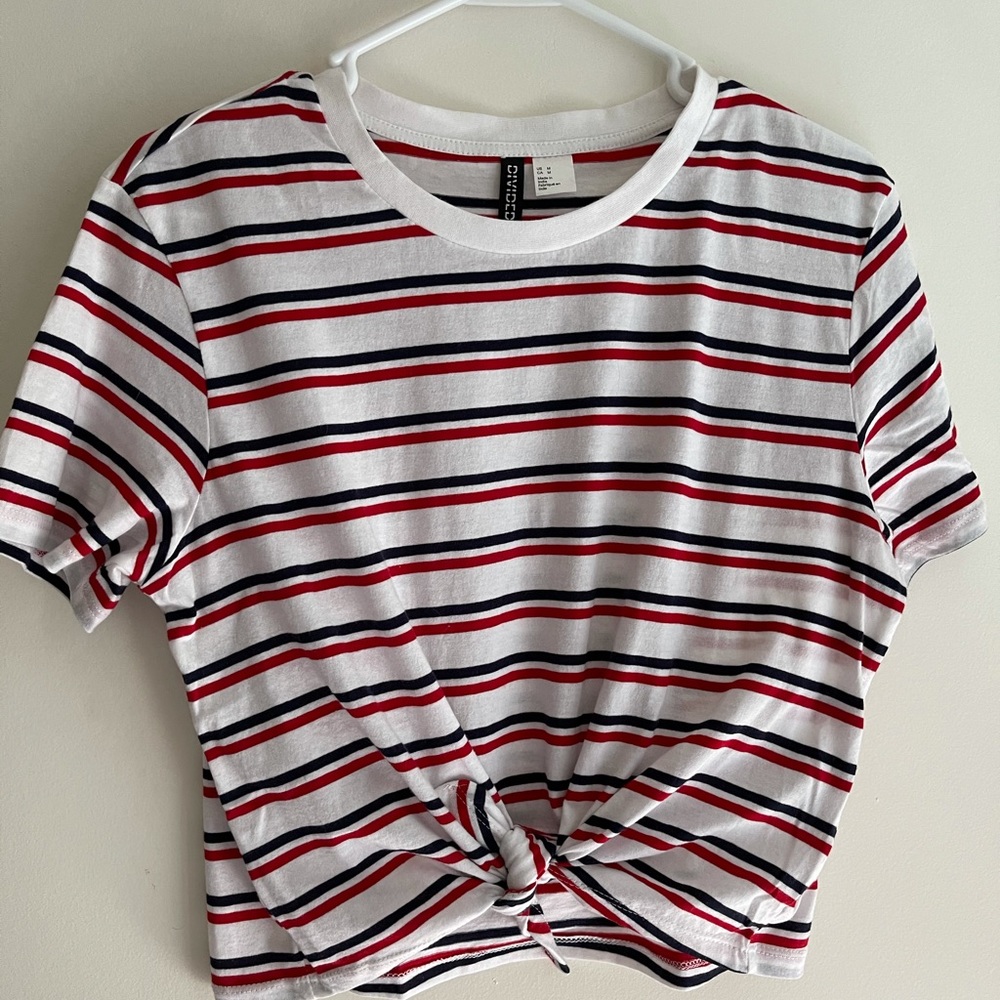 H&M striped crop ladies shirt